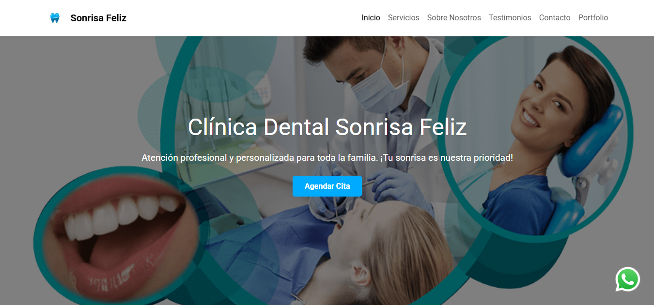 Vista previa del sitio de Sonrisa Feliz